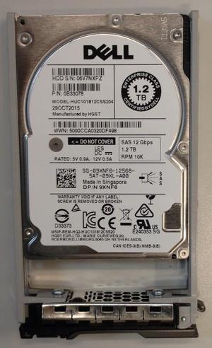 Dell 1.2TB 10K SAS 12G 12GB/s 9XNF6 HUC101812CSS204 Hard Drive with Labeled Tray