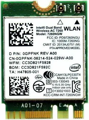 Genuine Dell Inspiron 15 Laptop WIFI Card 7260NGW P/N GPFNK 0GPFNK Tested Good