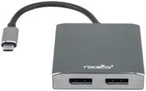 Rocstor Y10A201-A1 Premium USB-C to Dual DisplayPort Multi Monitor Adapter