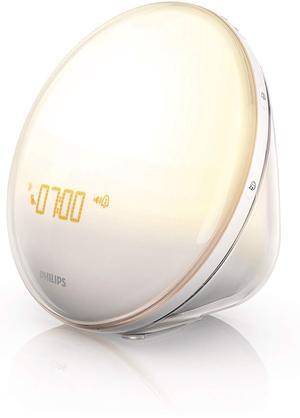Philips Wake-Up Light Alarm Clock with Colored Sunrise Simulation and Sunset Fading Night Light, White (HF3520)