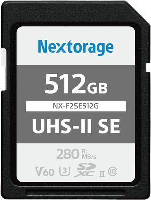 Nextorage 512GB UHS-II V60 SDXC Memory Card Max Read Speed 280MB/s Max Write Speed 170MB/s (F2SE Series)