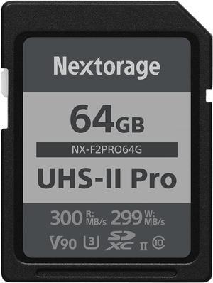 Nextorage Ultra Fast V90 UHS-II SD Card PRO 64GB max Write Speed 299MB/s Read Speed 300MB/s (SDXC UHS2 Memory Card NX-F2PRO)