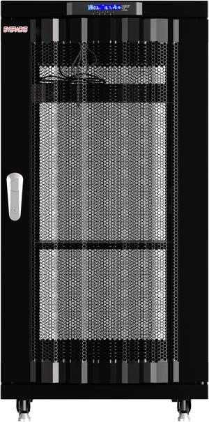 Server Rack - Locking Cabinet - Network Rack - Av Cabinet - 22 U - Rack Mount - Free Standing Network Rack- Server Cabinet - Caster Leveler - Shelf - Cooling Fan - Thermostat - PDU - MESH DOORS