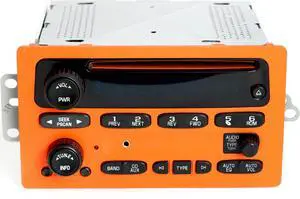 05-09 Chevy Truck Radio CD w Aux Input Pumpkin Orange Black Halloween - 15850275