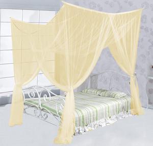 Just Relax Four Corner Post Elegant Mosquito Net Bed Canopy Set, Beige, Full/Queen/King