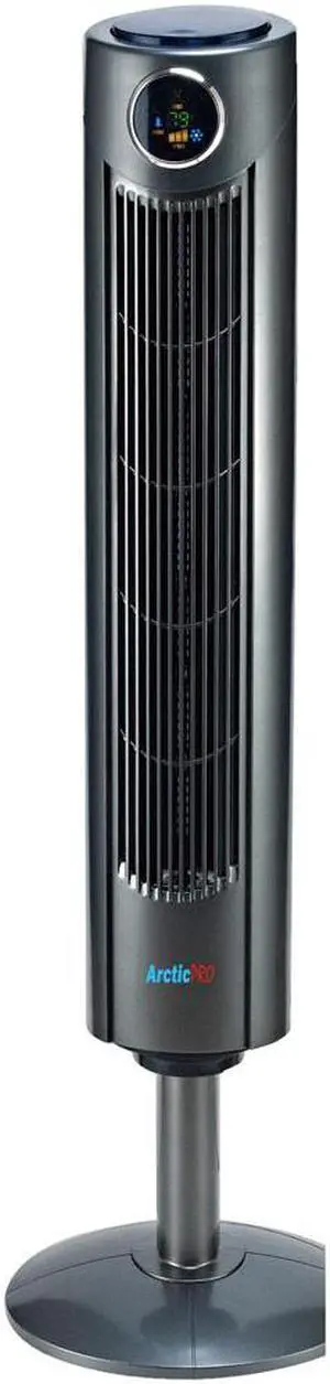 Arctic-Pro Digital Screen Oscillating Tower Fan with Remote Control, Dark Gray, 42-Inch