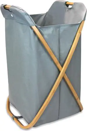 Oceanstar Bamboo Folding X-Frame Laundry Hamper Sorter