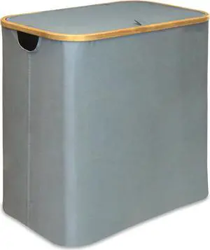 Oceanstar Double Soft Sided Laundry Hamper Sorter With Bamboo Rim Lid