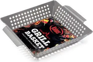 Kaluns Grill Basket For Veggies, Heavy Duty Grilling Baskets For BBQ, Large Stainless Steel Vegetable Grill Bask, Perfect for All Grills and Vegetables