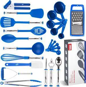 Kaluns Complete Kitchen Utensils Set, Set of 24 Nylon and Stainless Steel Kitchen Gadgets