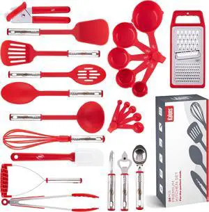 Kaluns Complete Kitchen Utensils Set, Set of 24 Nylon and Stainless Steel Kitchen Gadgets