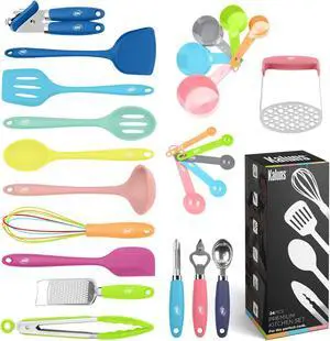 Kaluns Complete Kitchen Utensils Set, Set of 24 Silicone Kitchen Gadgets, Premium Quality