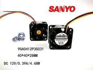 40mm fan   San Ace 9GA0412P3G031 server fan 40*40*28mm 12V 0.39A Server case cooling fan pwm 28000RPM
