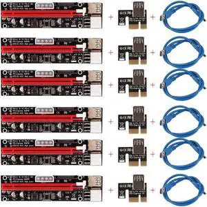 6PCS VER103C 3in1 Power PCI-E Riser Card LED 4pin 6pin Sata 15pin Express 1x to 16x 60CM Extension Cable for Bitcoin Miner 6PCS VER103C 3in1 Power PCI-E Riser Card LED 4pin 6pin Sata 15pin Express 1x to 16x 60CM Extension Cable for Bitcoin Miner