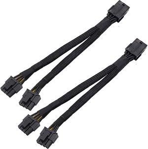 2PCS GPU PCIe 8 Pin Female to Dual 2X 8 Pin (6+2) Male PCI Express Power Braided Y-Splitter Extension Cable,20cm