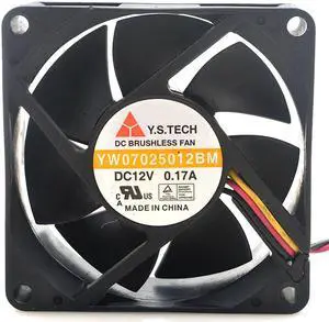 NEW original Y.S TECH YW07025012BM DC 12V 0.17A 7cm 70mm 3-Pin 70x25mm Cooler Fan