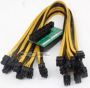 Mining machine server power conversion board connection adapter graphics cable 10pcs +10 X 6pin adapter board 1pcs 12V  (50cm Cable length)