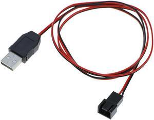 2pcs DIY USB to fan 2pin/3pin power supply USB charger conversion cable 5V cable (length 50cm ) Campers carry it with you, backpackers light-weight equipment, tent fan ventilation companion