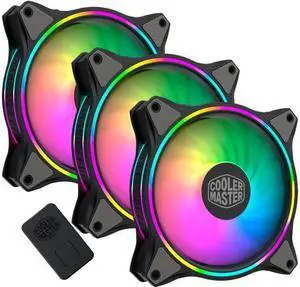 MFL-B2DN-183PA-R1 Cooler Master  MF120 Halo Duo-Ring Addressable RGB Lighting 120mm 3 Pack w/ 24 Independently-Controlled LEDS, Absorbing Rubber Pads, PWM Static Pressure for Computer Case
