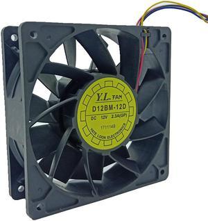 D12BM-12D For YLFan 12038 12V 4-Pin PQM Temperature Control Cooling Fan 12cm Max Airflow Rate Fan 2.3A