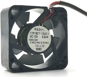Mini Micro Tiny Fan F2510CT-12UCV 25mm 2.5cm Micor Mini DC 12V 0.04A 25*25*10 2 Wire Iron Metal Blade Miniature HeatSink Cooling Fan