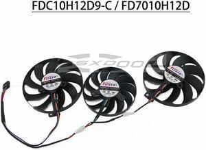 For ASUS Radeon RX 5600/RX 5700/RX 5700XT TUF Gaming graphics cooling fan FDC10H12D9-C & FD7010H12D (2 large and 1 small fans)