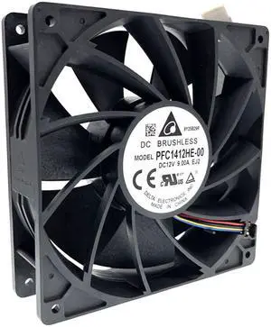 14cm 7500rpm Mining High Speed CFM Airflow Cooling Fan PFC1412HE-00 for M30 M31S 140x140x38 mm DC 12V 9A 6-P 6-Pin Dual Ball