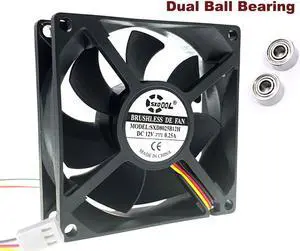 SXDOOL 80mm 12V Dual Ball Bearing Computer PC Cooling Fan,80X80X25mm 8025 0.27A 4000RPM 3 Wire 3-P 3pin High Speed Cooler