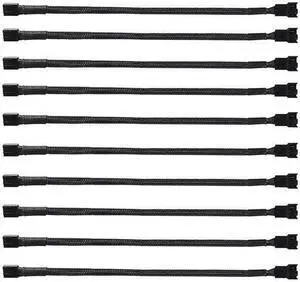 10Pack 4-Pin Case Male to Female PWM Fan Splitter Cable 10.6inch Sleeved Braided Adapter Computer PC Fan Power Extension Cable Converter for Computer ATX Case Compatible 3-Pin/4-Pin Cooling Fan Cable