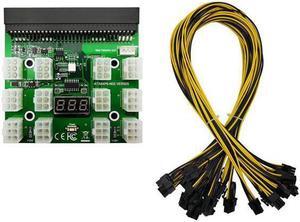 Ethereum Mining ETH ZEC LTC 1200W/750W Server PSU Power Supply Unit to GPU Breakout Board Adapter + 12pcs 6-Pin PCIe to (6+2Pin) PCIe Graphics Card Power Cables