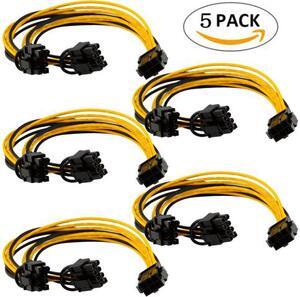 5PCS PCI-E 6-pin to Dual 6+2-pin (6-pin/8-pin) Power Splitter Cable Graphics Card PCIE PCI Express 6Pin to Dual 8Pin Power Cable