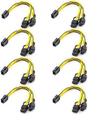 Graphics card 6-pin to dual 8-pin 6+2 pin PCIE adapter cable,  of 6-pin to 8-pin PCI-e Express Power GPU video care cable, 9 inch/23 cm (6 pin to dual 8-pin) (8PCS)