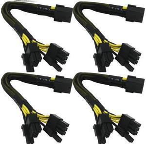 16 Gauge 8-Pin Female to Dual 8 Pin (6+2) Male 30.5 cm (12-inch) 16 AWG PCI-E GPU Miner Graphics Video Card VGA Sleeved Braided Woven Extension Power Cable Splitter Black Swan Mining 4/Pack