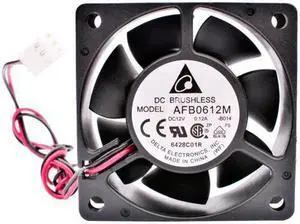Delta AFB0612M 6cm 6025 60mm 60x60x25mm DC12V 0.12A Double ball bearing 2 lines Chassis power supply silent cooling fan Delta AFB0612M 6cm 6025 60mm 60x60x25mm DC12V 0.12A Double ball bearing 2 lines Chassis power supply silent cooling fan