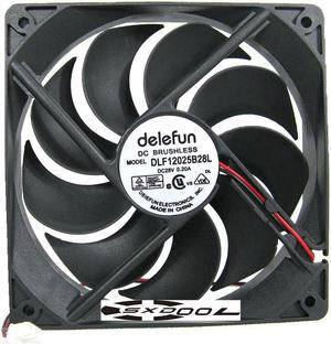 Delefun DLF12025B28L  1225 12CM 28V 0.2A Durable Double Ball Power Amplifier Cooling Fan Sickle Blade 2500RPM