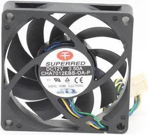 Original SUPERRED 7015 CHA7012EBS-OA-P 70mm 7cm DC 12V 0.5A 4Wire server inverter axial Cooling Fans computer CPU fan 70*70*15mm