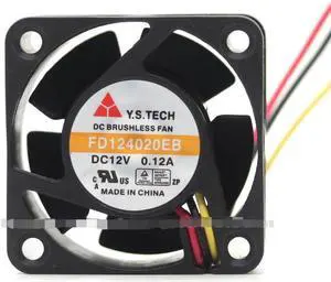 NEW Y.S.TECH FD124020EB DC12V 0.12A 4020 40mm 4CM 40x40x20mm  main board 3pin interface Cooling Fan