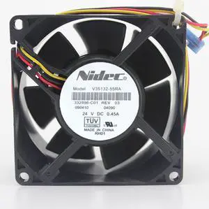 Original NIDEC V35132-55RA DC24V 0.45A 80*80*38 8038 large air fan inverter cooling fan 3-pin