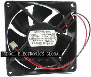 Original NMB 3110GL-B4W-B54 12V 0.30A 8cm 8025 double ball cooling fan 2 lines 2-pin