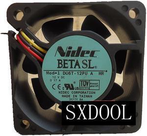 Nidec 6cm 6025 12V 0.17A chassis cooling fan D06T-12PU double ball bearing 3-pin