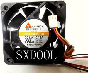 New original Y.S.TECH FD126025HB 12V 0.18A  6CM 60*25mm 3 Pins cooling fan