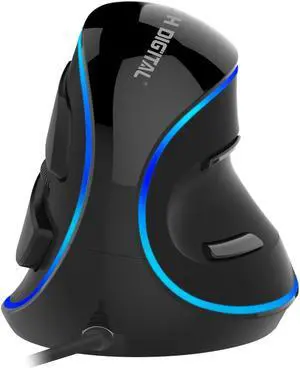 J-Tech Digital Wired Ergonomic Vertical USB Mouse with Adjustable Sensitivity (600/1000/1600 DPI), Scroll Endurance, Removable Palm Rest & Thumb Buttons [V628]