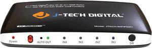 J-Tech Digital 4K@30HZ 4-Port HDMI Switch with PIP, IR, HDCP1.4 Wireless Remote Control, and Auto Switch ON/OFF Functions with Control4 Driver Available