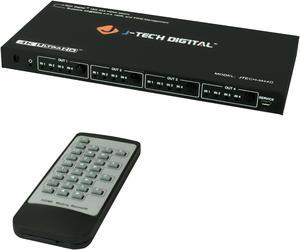 J-Tech Digital 4x4 HDMI Matrix Switch 4K to 1080P Downscaler HDR HDMI 2.0 HDCP 2.2 4K@60Hz 4:4:4 IR Remote Control [JTECH-M44D]