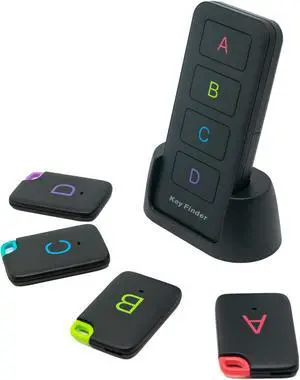 JTD Wireless RF Key Finder Item Locator, 1 Transmitter (w/ Base support) and 4 Receivers