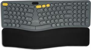 Wireless Ergonomic Split Keyboard w/ Display Screen, Rechargeable Battery, Removable Wrist Rest | Supports Multi-Device, 12 Multimedia Keys Compatible with Windows/Mac/iPad by J-Tech Digital