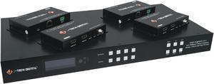 J-Tech Digital HDBaseT HDMI2.0 4x4 Matrix Extender Switcher Supports HDCP 2.2 4K 60Hz 4:4:4 HDR Dolby Vison with 4 PoC Receivers Over Single Cat5e/6 Cable [JTECH-MXT40]