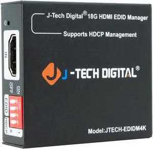 HDMI EDID Emulator Manager 4K60Hz HDMI 2.0, HDCP & EDID Management, 8 EDID Modes Power by USB C or HDMI, Supports CEC by J-Tech Digital [JTECH-EDIDM4K]
