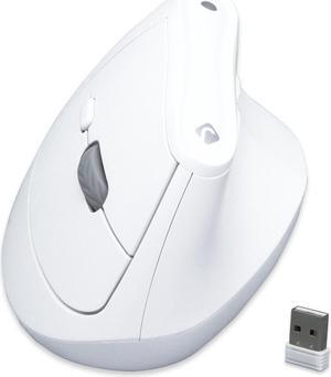 J-Tech Digital Wireless Mouse, Vertical Ergonomic Mouse with 2.4G Wireless & Bluetooth for 3 Multi-Device Function, Adjustable DPI Modes, Compatible with PC, Mac, Laptop - White