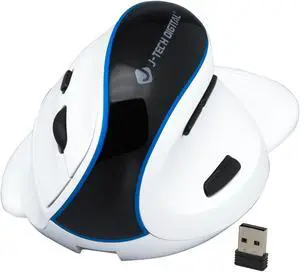 J-Tech Digital Wireless Mouse, Vertical Ergonomic Mouse Rechargeable w/ 2.4GHz Wireless + Bluetooth Dual Modes Adjustable 3200 DPI for Laptop, Desktop, PC, Mac [V638W]